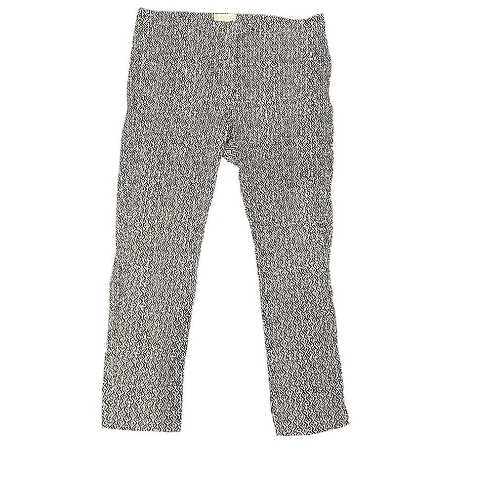 Sigrid Olsen Patterned Trousers Black Cream Women's Size 14 Straight Leg